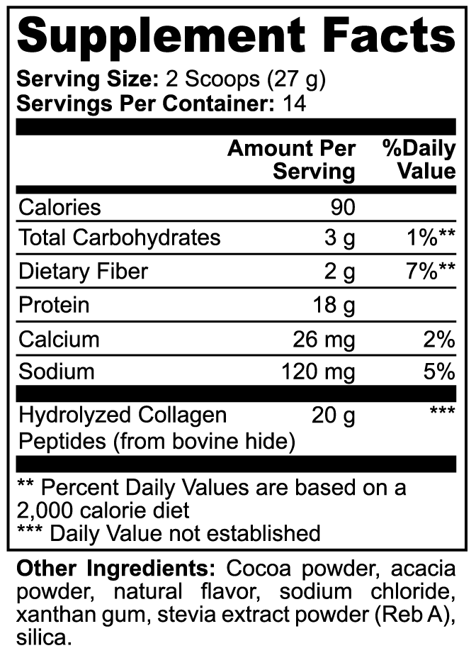 GLP-1 Grass Fed Collagen Peptides Powder (Chocolate)